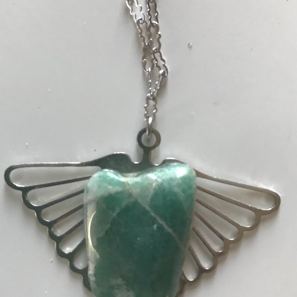 Green Stone and Silver Necklace